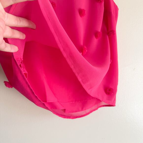 rsvp by Talbots Pink Sleeveless Pom Pom Bow Back Tank Top Blouse - Large - Picture 2 of 6